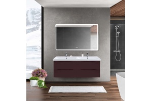 Комплект мебели BelBagno Marino-Cer 120 с двумя чашами бордовый