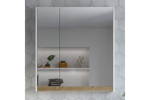 Зеркало-шкаф STWORKI Стокгольм 80 , навесной, белый, под дерево,
квадратный