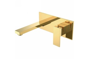 Смеситель для раковины Boheme Qubic золото глянцевый