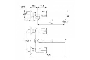 Смеситель для ванны с длинным изливом с керамическим дивертором Bounce, IDDIS, BOUSBL2i10WA - 2