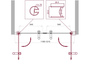 Душевая дверь BelBagno Uno 120 стекло прозрачное (UNO-B-2-120-C-Cr) - 2
