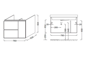 Тумба под раковину Jacob Delafon Soprano 76 см (EB1333-E10) - 3