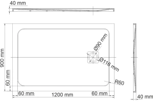 Поддон для душа Wasserkraft Neime 120х90 черный матовый - 2