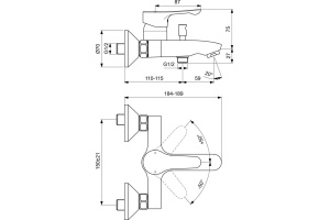 Смеситель для ванны с душем Ideal Standard Dot 2.0 (BC326AA) - 2