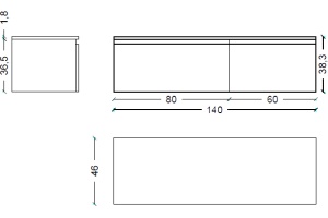 Тумба Armadi Art Flat Valessi Uno-S 140 подвесная белый глянец - 3