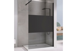 Душевая перегородка Abber Immer Offen 100 черная стекло тонированное