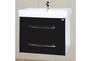 Тумба с раковиной Bellezza Рокко 70 подвесная черная 2 ящика