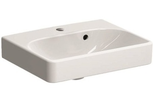 500.222.01.1 Geberit Smyle Square Раковина 45х36 см,  с отв. под смеситель, перелив асимметричный