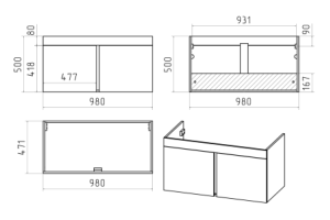 Тумба под раковину Misty Торос 100 серая глянцевая - 3