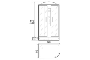 Душевая кабина с поддоном River Dunay 120/90/24 MT L (10000003128) - 3