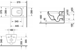 Чаша для подвесного унитаза Duravit Vero Air белый, без сиденья (2525090000) - 2