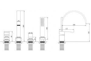 Смеситель на борт ванны Abber Wasserfall хром (AF8613) - 3