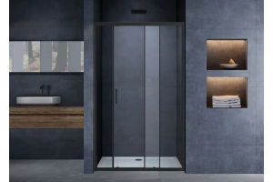 Душевая дверь в нишу Vincea Alpha 120х190 профиль черный стекло прозрачное - 2