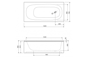 Акриловая ванна Cezares Eco 140x70 (ECO-140-70-40-W37) - 2