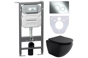 Комплект подвесного унитаза с инсталляцией Ceramica Nova Metropol с кнопкой Round хром