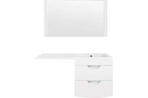 Тумба подвесная Жасмин 2 60 (2 ящ.), Космос/Даллас 120, Люкс белая, PLUS - 2