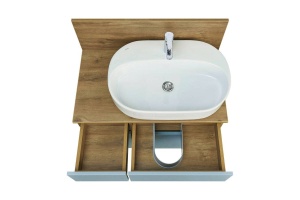 Тумба с раковиной Одри 62 и столешницей Aquaton Мишель 80 светлое дерево-голубой - 3