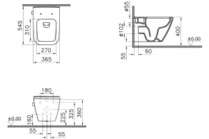 Унитаз подвесной VitrA Integra Square с функцией биде безободковый крышка микролифт белый - 3