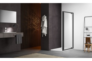 AQ ARI PI 09020BL Душевая дверь, распашная 900x2000 профиль черный, стекло прозрачное - 3