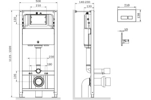 Система инсталляции для унитазов AM.PM Pro I012704.7038 с клавишей Pro S, черный матовый - 2
