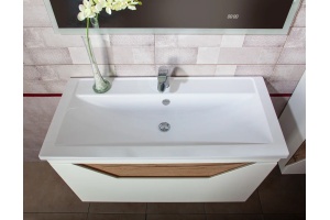 Тумба для комплекта Бриклаер Брайтон 100 подвесная, белая матовая, дуб кера - 3