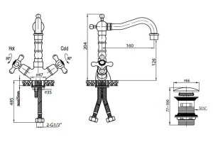 Смеситель Cezares Retro C LS2-03 для раковины - 3