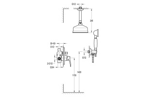 Swedbe Terracotta Семейный душ со смесителем встраиваемый 2553 - 2