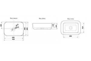 Раковина накладная CeramaLux MNC 50 см под камень/серый (K397G124) - 3