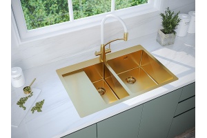 Мойка кухонная Paulmark Liga R 78 брашированное золото - 3