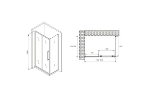 Душевой уголок Abber Schwarzer Diamant 110х75 хром стекло прозрачное - 2