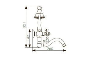 Смеситель Kaiser Carlson Style 44422-1 для ванны с душем - 2