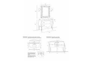 Столешница в ванную комнату Cezares Carlotta 128х57, Brilante Nero (CARL04.M5) - 3