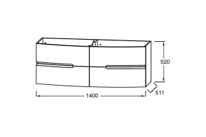 EB1891RU-G98 Nona  Мебель с интегрированными ручками, глянцевый темно-синий, 140 см, 4 ящика - 2
