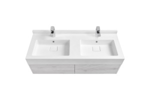 Тумба с раковиной Aquaton Сакура 120 двойная белый-светлое дерево - 2