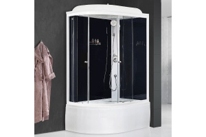 Душевая кабина Royal Bath BK 120x80 R профиль белый стекло прозрачное задняя стенка черная  - 2