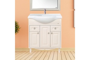 Тумба с раковиной Misty Шармель 80 светло-бежевая эмаль