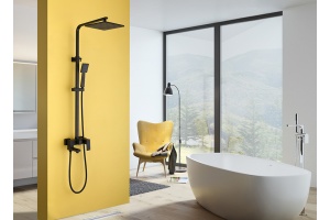 Душевая стойка ABBER Daheim с изливом, черная матовая (AF8216B) - 2