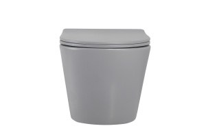 Унитаз подвесной Abber Bequem безободковый с сиденьем микролифт серый матовый - 3