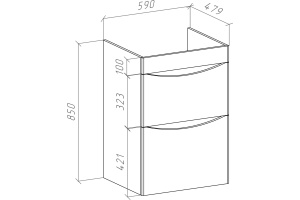 Тумба для комплекта Bellezza Олиссия 120 L, белая, под стиральную машину, 2 ящика - 3