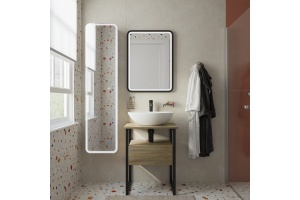 Мебель для ванной DIWO Элиста 60 светлое дерево, столешница светлое дерево с раковиной Moduo 55 Leaf