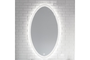 Зеркало STWORKI Вестерос 55 с подсветкой, сенсор на зеркале, овальное, белое, сенсорное управление