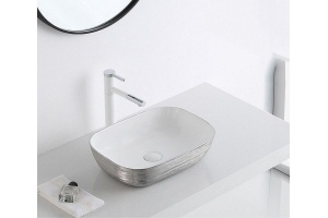 Раковина накладная CeramaLux NC 46 см белый/серебро (D1333H131)