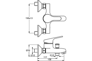 Смеситель для ванны Ideal Standard Slimline 2 хром (B9088AA) - 2