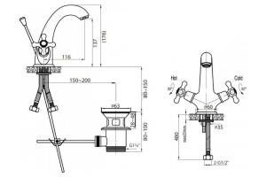 Смеситель Cezares Retro RETRO-C-LS1-01 для раковины - 2