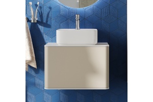 Тумба с раковиной STWORKI Ноттвиль 60 бежевый шелк, без отверстия под смеситель