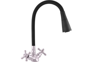 Смеситель для кухни Rav Slezak Morava retro черный матовый - хром