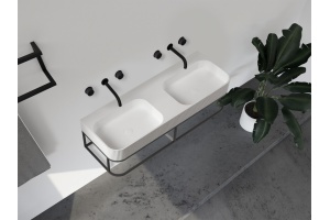 Консоль с раковиной двойная  Abber Stein подвесная 120 белый матовый - 3