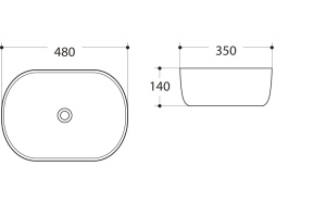 Раковина керамическая накладная AM-5006-X, цвет белый, 480х350х140 - 2