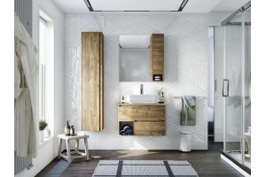 Тумба с раковиной STWORKI Карлстад 75 дуб рустикальный, простоун беж - 2