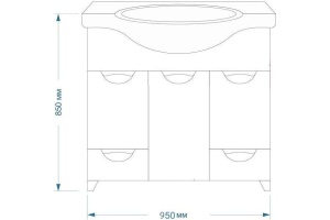 Тумба под раковину Misty Жасмин 95 черная глянцевая - 3